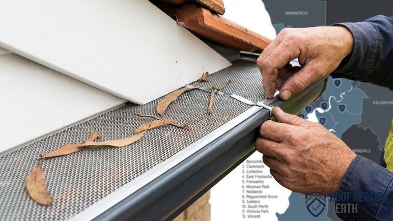 Mesh gutter guard installed on Colorbond guttering on a Perth home surrounded by native trees
